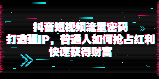 [短视频运营]（3623期）抖音短视频流量密码：打造强IP，普通人如何抢占红利，快速获得财富