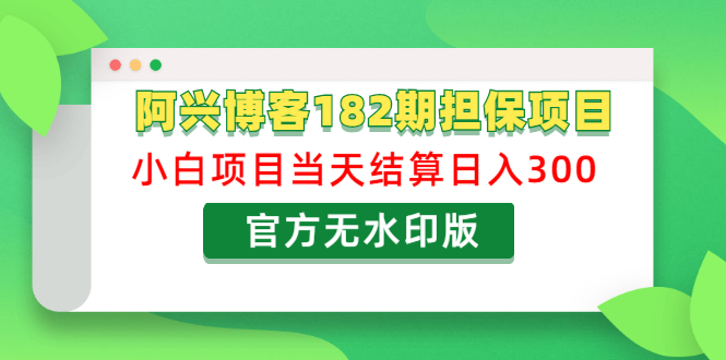 [热门给力项目]（1219期）阿兴博客182期担保项目：小白项目当天结算日入300可副业【官方无水印版】-第2张图片-智慧创业网