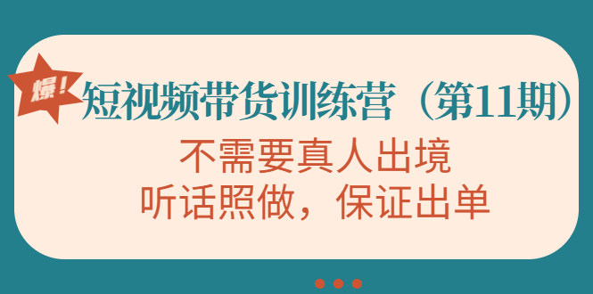 [短视频运营]（4015期）短视频带货训练营（第11期），不需要真人出境，听话照做，保证出单