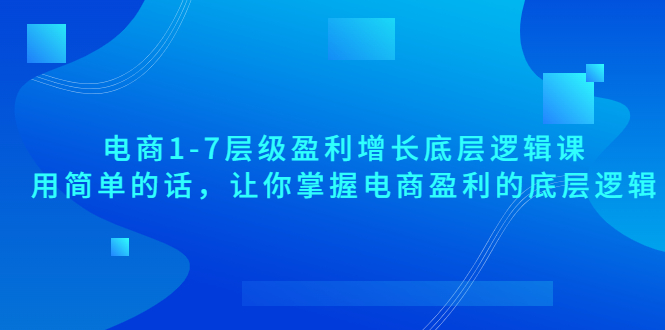 [国内电商]（3403期）电商1-7层级盈利增长底层逻辑课：用简单的话，让你掌握电商盈利的底层逻辑-第1张图片-智慧创业网