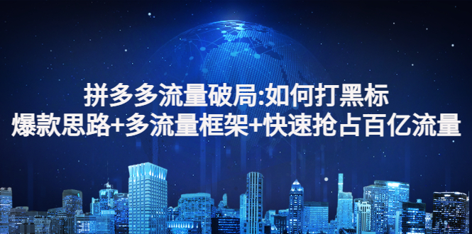 [国内电商]（2768期）拼多多流量破局:如何打黑标，爆款思路+多流量框架+快速抢占百亿流量-第1张图片-智慧创业网