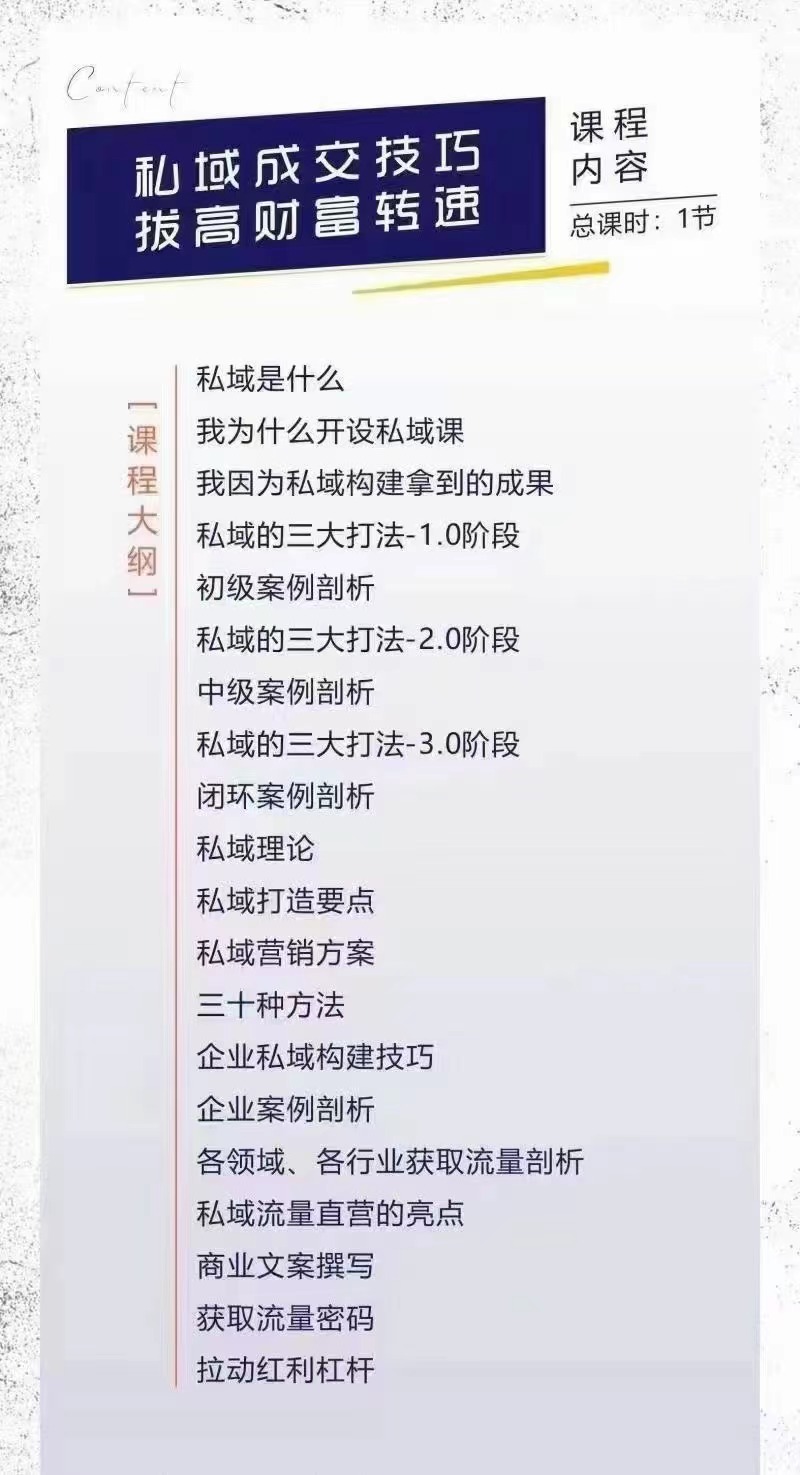 [短视频运营]（3225期）从0到无上限收益的《私域流量运营商业课》私域成交技巧，拔高财富转速-第2张图片-智慧创业网