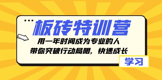 [创业项目]（8048期）板砖特训营，用一年时间成为专业的人，带你突破行动局限，快速成长