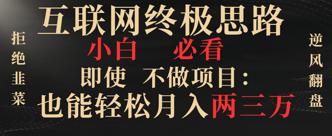 [热门给力项目]（8619期）互联网终极思路，小白必看，即使不做项目也能轻松月入两三万，拒绝韭菜...-第1张图片-搜爱网资源分享社区