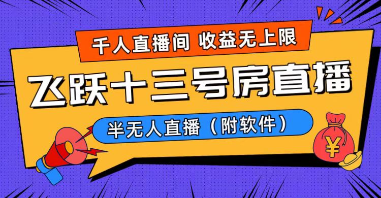[直播玩法]（8711期）爆火飞跃十三号房半无人直播，一场直播上千人，日入过万！（附软件）