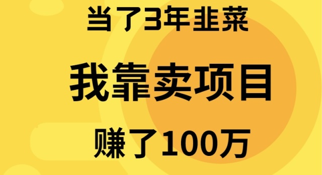 [创业项目]（9100期）当了3年韭菜，我靠卖项目赚了100万