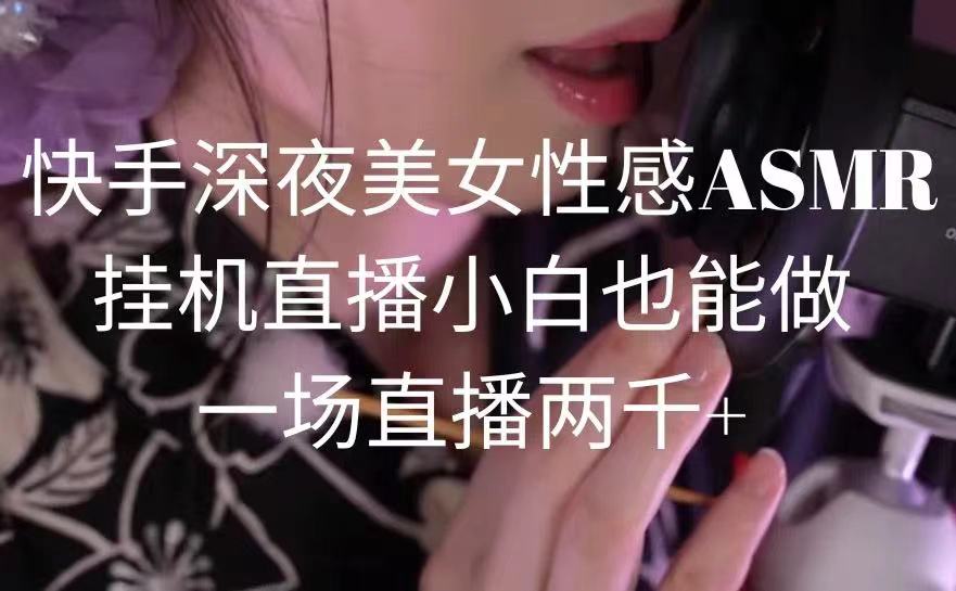 [直播玩法]（9243期）快手深夜美女性感ASMR挂机直播，小白也能做，一场直播两千+-第1张图片-智慧创业网