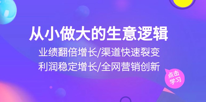 [创业项目]（10438期）从小做大生意逻辑：业绩翻倍增长/渠道快速裂变/利润稳定增长/全网营销创新-第1张图片-智慧创业网