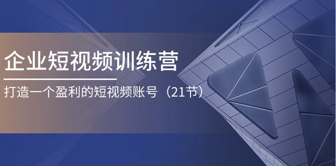 [短视频运营]（11278期）企业短视频训练营：打造一个盈利的短视频账号（21节）-第1张图片-智慧创业网