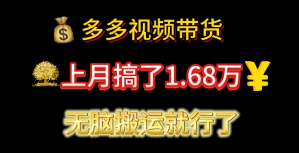 [国内电商]（11269期）多多视频带货：上月搞了1.68万，无脑搬运就行了-第1张图片-智慧创业网