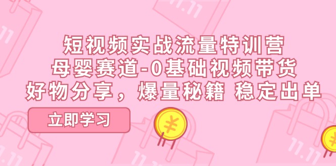 [短视频运营]（11373期）短视频实战流量特训营，母婴赛道-0基础带货，好物分享，爆量秘籍 稳定出单-第1张图片-搜爱网资源分享社区