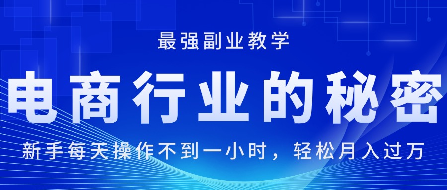 [无货源]（11427期）电商行业的秘密，新手每天操作不到一小时，月入过万轻轻松松，最强副业...-第1张图片-智慧创业网