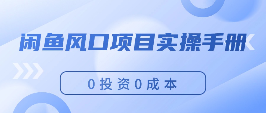 [无货源]（11923期）闲鱼风口项目实操手册，0投资0成本，让你做到，月入过万，新手可做-第1张图片-智慧创业网