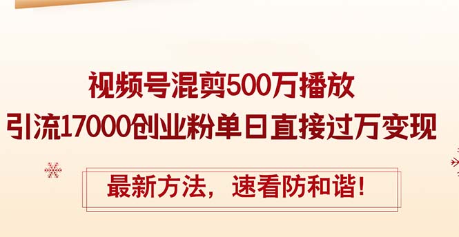 [短视频运营]（12391期）精华帖视频号混剪500万播放引流17000创业粉，单日直接过万变现，最新方...-第1张图片-智慧创业网