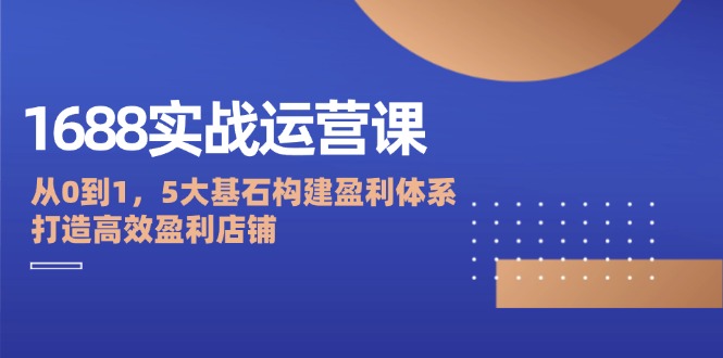 [国内电商]（12482期）1688实战运营课：从0到1，5大基石构建盈利体系，打造高效盈利店铺-第1张图片-智慧创业网