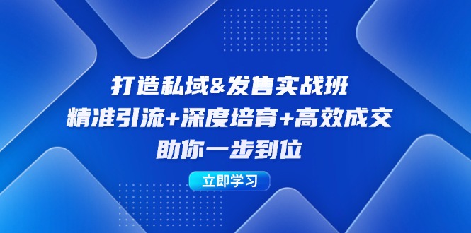 [文案写作]（12642期）打造私域&amp;发售实操班：精准引流+深度培育+高效成交，助你一步到位-第1张图片-智慧创业网