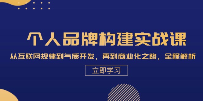 [创业项目]（13059期）个人品牌构建实战课：从互联网规律到气质开发，再到商业化之路，全程解析-第1张图片-智慧创业网