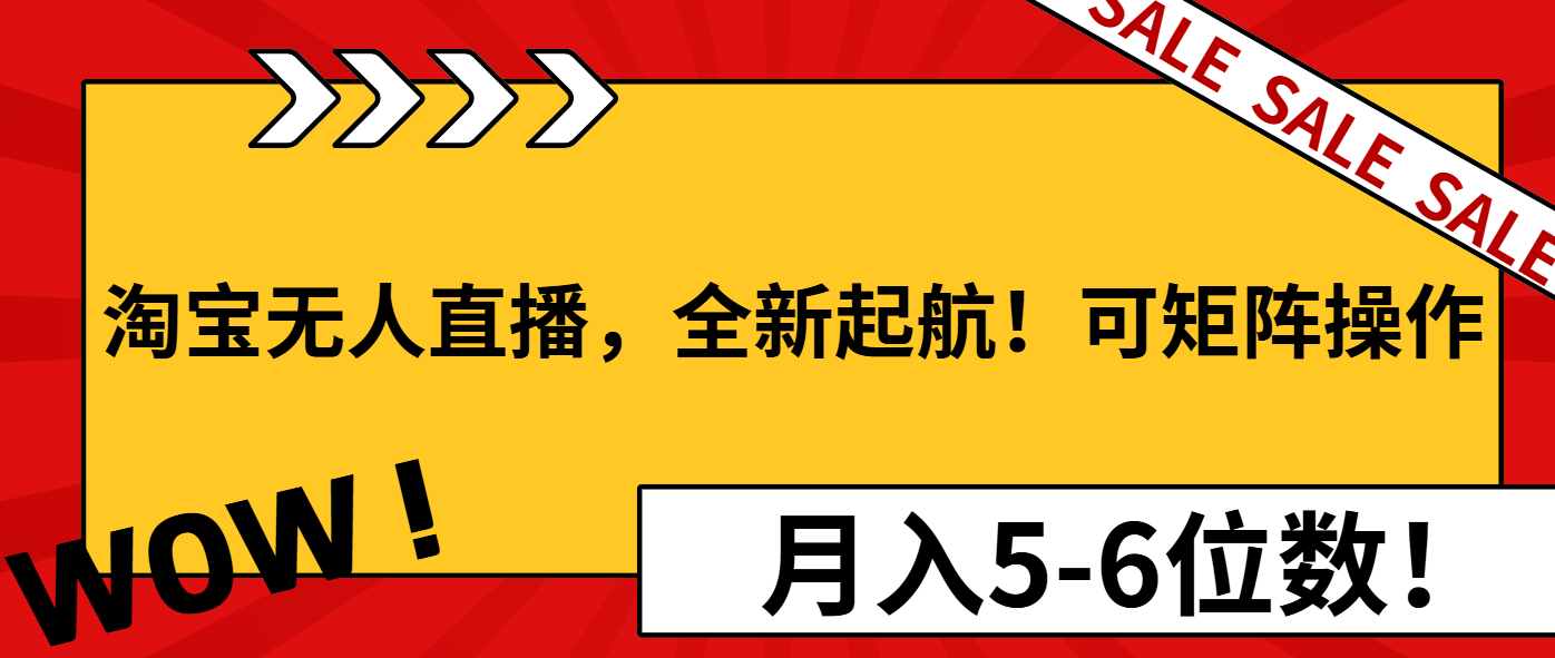 [直播玩法]（13946期）淘宝无人直播，全新起航！可矩阵操作，月入5-6位数！