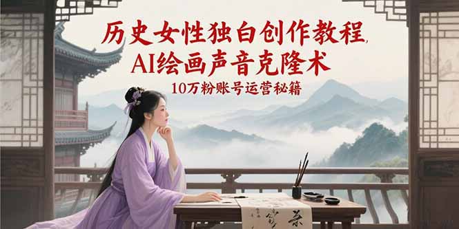 [短视频运营]（15186期）历史女性独白创作教程，AI绘画声音克隆术，10万粉账号运营秘籍-第1张图片-智慧创业网