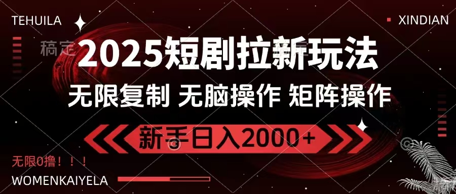 [虚拟项目]（14429期）2025短剧拉新玩法，无需注册登录，无限0撸，无脑批量操作日入2000+