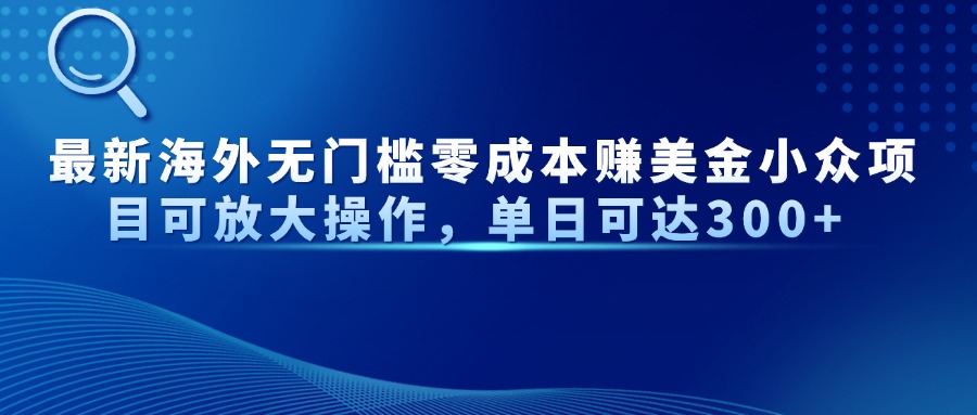 [虚拟项目]（14542期）最新海外无门槛零成本赚美金小众项目可放大操作，单日可达300+-第1张图片-智慧创业网