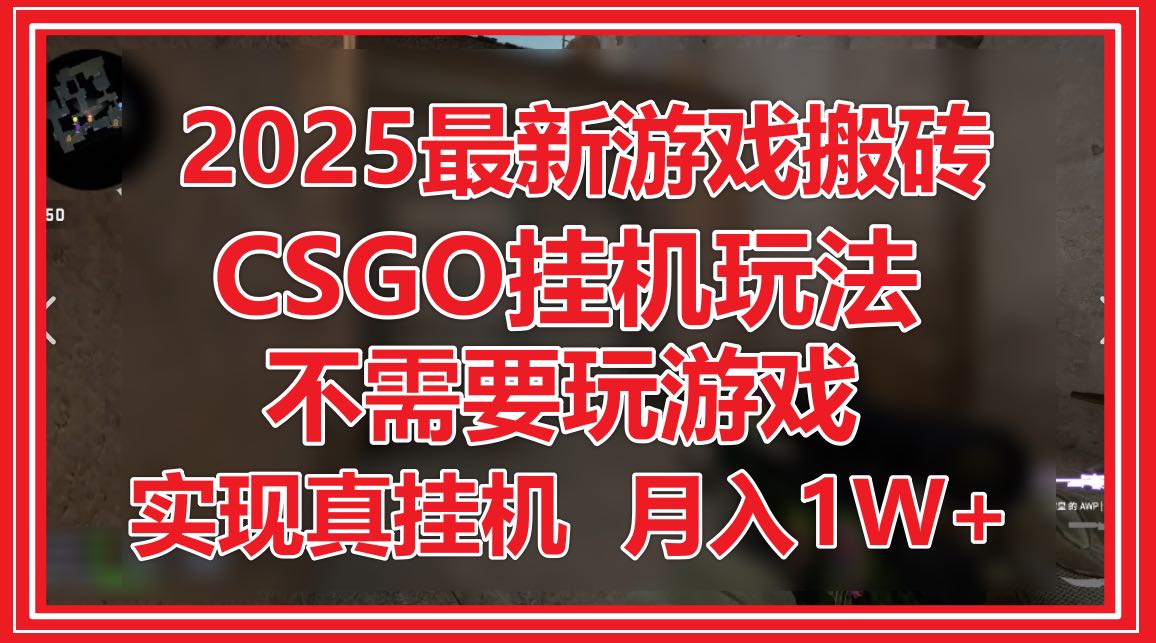 [虚拟项目]（14743期）2025最新游戏搬砖，CSGO挂机，不需要玩游戏，实现真挂机，月入1W+-第1张图片-智慧创业网