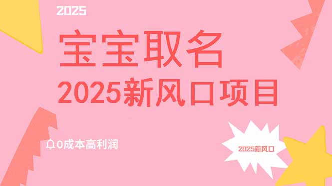 [虚拟项目]（14593期）2025新风口项目宝宝取名，0成本高利润，附保姆级教程，月入过万不是梦