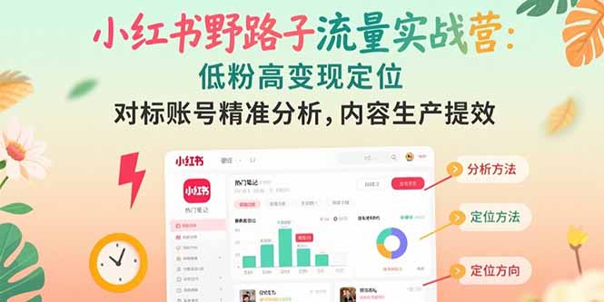 [小红书]（15423期）小红书野路子流量实战营：低粉高变现定位 对标账号精准分析 内容生产提效-第1张图片-智慧创业网