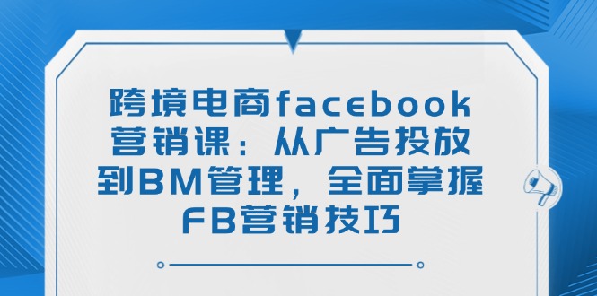 [跨境电商]（14314期）跨境电商facebook营销课：从广告投放到BM管理，全面掌握FB营销技巧