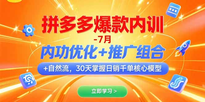 [国内电商]（15402期）拼多多爆款内训-7月 内功优化+推广组合+自然流 30天掌握日销千单核心模型