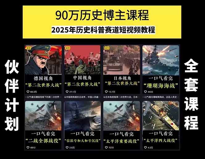 [短视频运营]（15386期）历史短视频赛道变现课，百集素材库应用，文案剪辑技巧，账号运营全案-第2张图片-智慧创业网