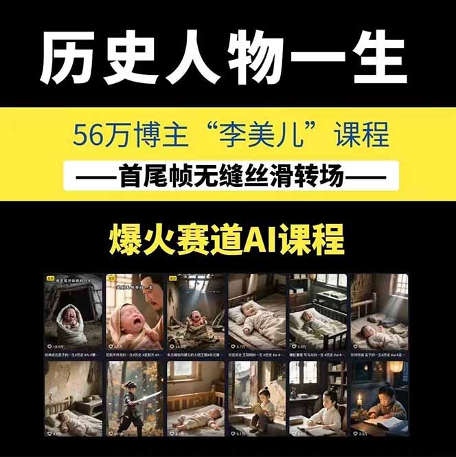 [短视频运营]（15336期）AI历史人物赛道课程，2个月涨粉56万，含伙伴计划与收徒运营策略-第2张图片-智慧创业网