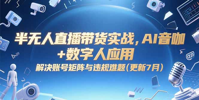 [直播玩法]（15280期）半无人直播带货实战，AI音咖+数字人应用 解决账号矩阵与违规难题(更新7月)-第1张图片-智慧创业网