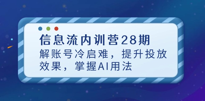 [引流-涨粉-软件]（14535期）信息流内训营28期，解账号冷启难，提升投放效果，掌握AI用法-第1张图片-智慧创业网