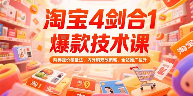 [国内电商]（15415期）淘宝4剑合1爆款技术课73期：阶梯提价破量法，内外销双改策略 全站推广拉升