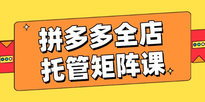 [国内电商]（14328期）拼多多全店托管矩阵课，盈利动销玩法，高效计划设置，提升店铺效益