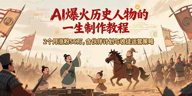 [短视频运营]（15336期）AI历史人物赛道课程，2个月涨粉56万，含伙伴计划与收徒运营策略-第1张图片-智慧创业网
