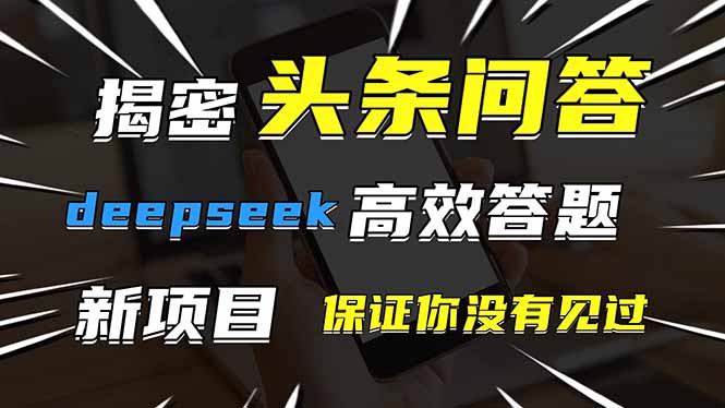 [虚拟项目]（14480期）头条问答，刚出的新玩法！保证你没见过！用DeepSeek去高效答题，一个账...-第1张图片-智慧创业网