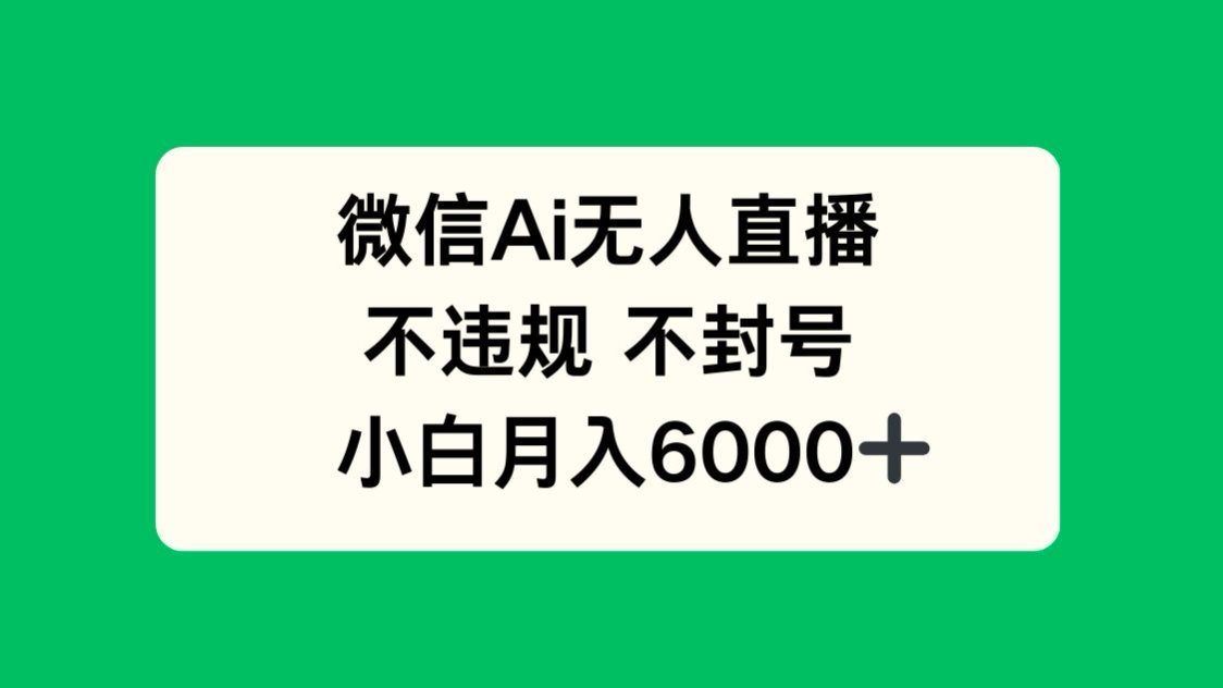 [虚拟项目]（14733期）微信AI无人直播，不违规 不封号 ，小白月入6000+-第1张图片-智慧创业网