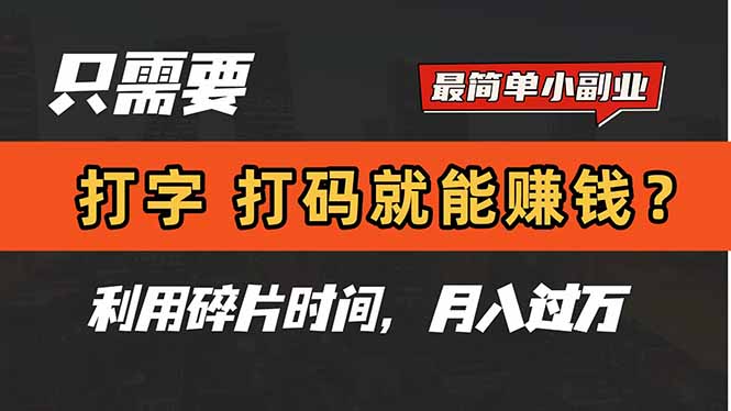 [虚拟项目]（14673期）只需要打字，打码，就能赚钱？简单的赚钱小副业，利用碎片时间，月入过万-第1张图片-智慧创业网