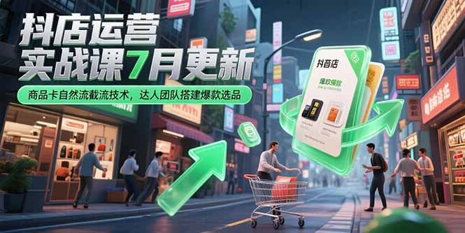 [抖音小店]（15329期）抖店运营实战课7月更新，商品卡自然流截流技术，达人团队搭建爆款选品-第1张图片-智慧创业网
