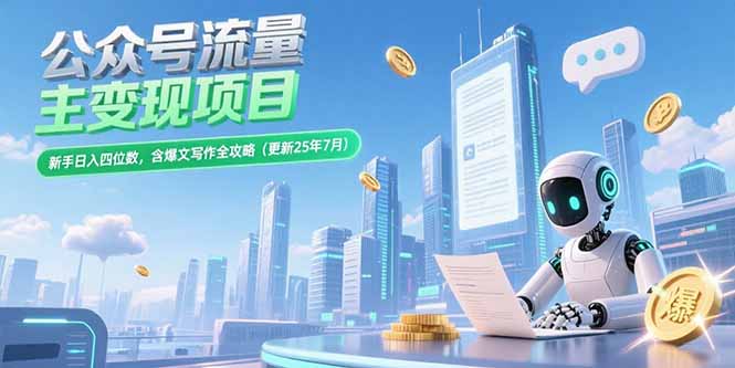 [公众号]（15412期）公众号流量主变现项目，新手日入四位数，含爆文写作全攻略(更新25年7月)-第1张图片-智慧创业网