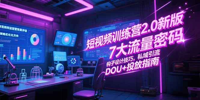 [短视频运营]（15255期）短视频训练营2.0新版，7大流量密码/钩子设计技巧/私域引流/DOU+投放指南