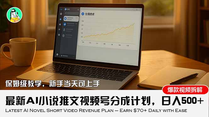 [虚拟项目]（15614期）最新AI小说推文视频号分成计划，新手小白也能当天日入500+教程