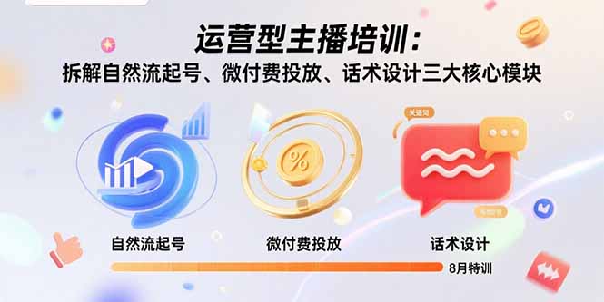 [虚拟项目]（15654期）运营型主播培训：拆解自然流起号、微付费投放、话术设计三大核心模块-8月-第1张图片-智慧创业网