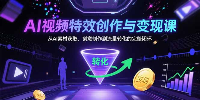 [人工智能]（15587期）AI视频特效创作与变现课：从AI素材获取、创意制作到流量转化的完整闭环