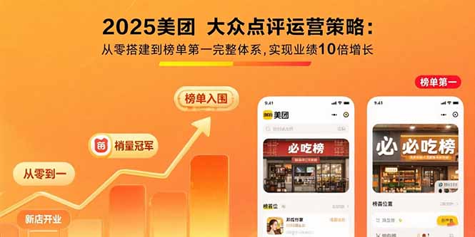 [创业项目]（15602期）2025美团 大众点评运营策略:从零搭建到榜单第一完整体系,实现业绩10倍增长