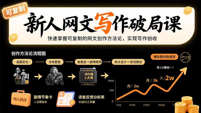 [文案写作]（15688期）新人网文写作破局课：快速掌握可复制的网文创作方法论，实现写作创收-第1张图片-智慧创业网