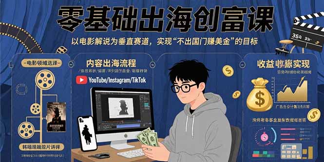 [跨境电商]（15709期）零基础出海创富课：以电影解说为垂直赛道，实现不出国门赚美金的目标-第1张图片-智慧创业网
