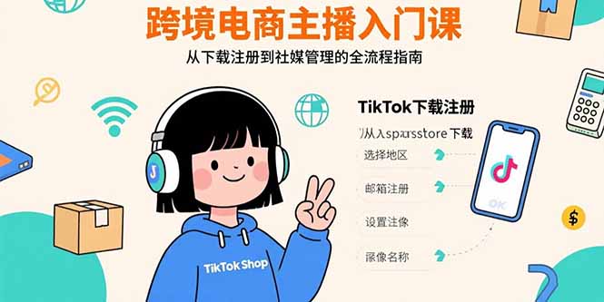[跨境电商]（15708期）跨境电商主播入门课，TikTok下载注册，支付工具配置，社媒账号管理全流程